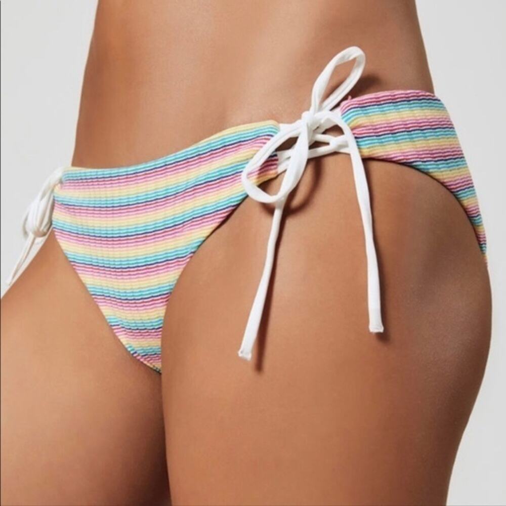Onia Erica Rainbow Stripe Side Tie Bikini Bottom Large NWT